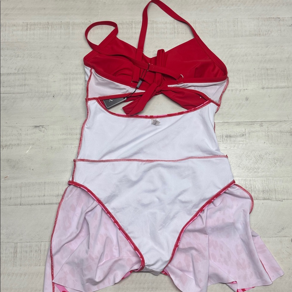 Zaful Swimdress Cutout Cross V Neck Pleated Skirt Swimsuit Built in Bottom - Picture 8 of 10